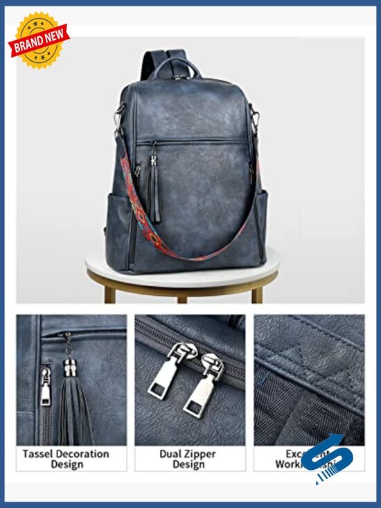 15.6 Inch PU Leather Laptop Backpack for Travel and Work